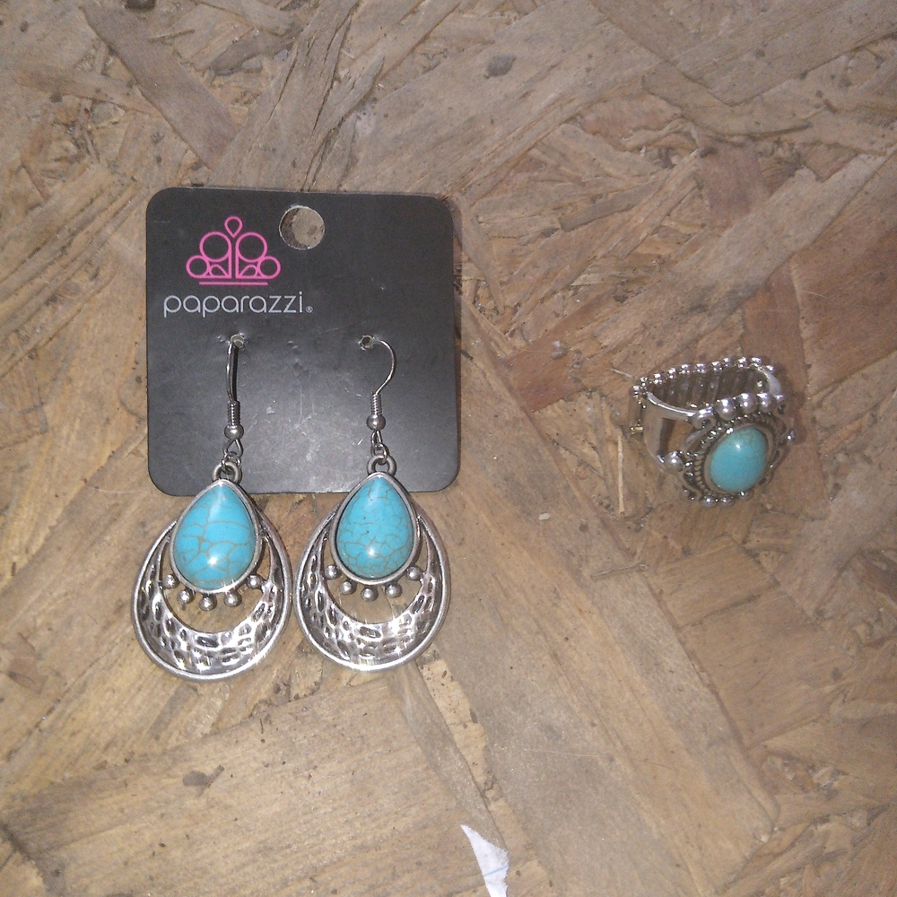 Paparazzi Silver and Blue Teardrop Earrings